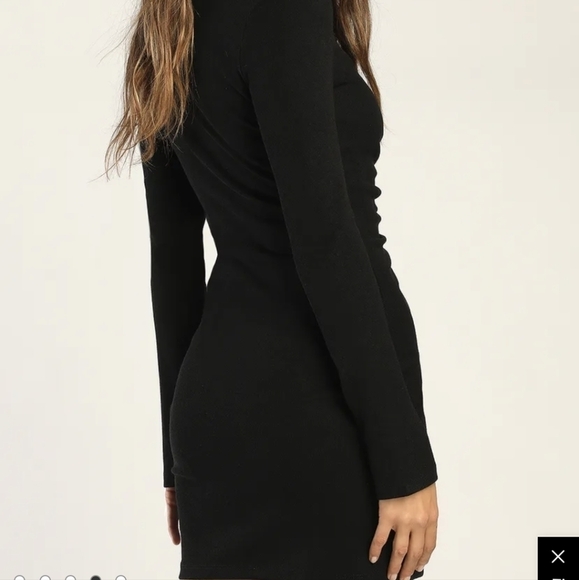 Lulus A Little Prep Black Button up ribbed Bodycon mini dress - Picture 4 of 12
